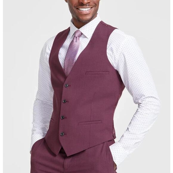 Bar III Other - Bar III Men's Red Wool Blend Classic Formal Slim-Fit Suit Vest Size XL